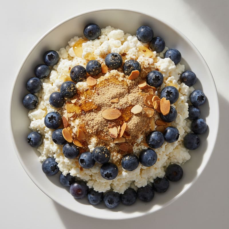 Cottage Cheese and Berry Protein Parfait with Almonds