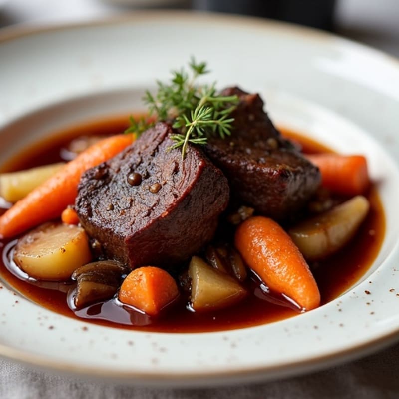 Red Wine Braised Short Ribs with Root Vegetables