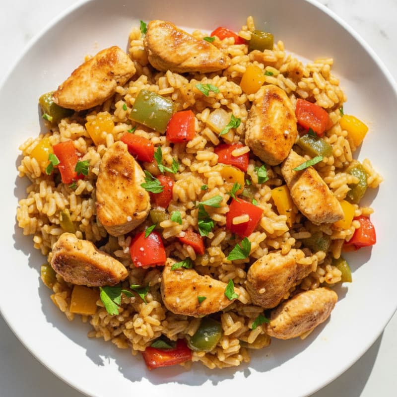 Chicken and Bell Pepper Rice Skillet