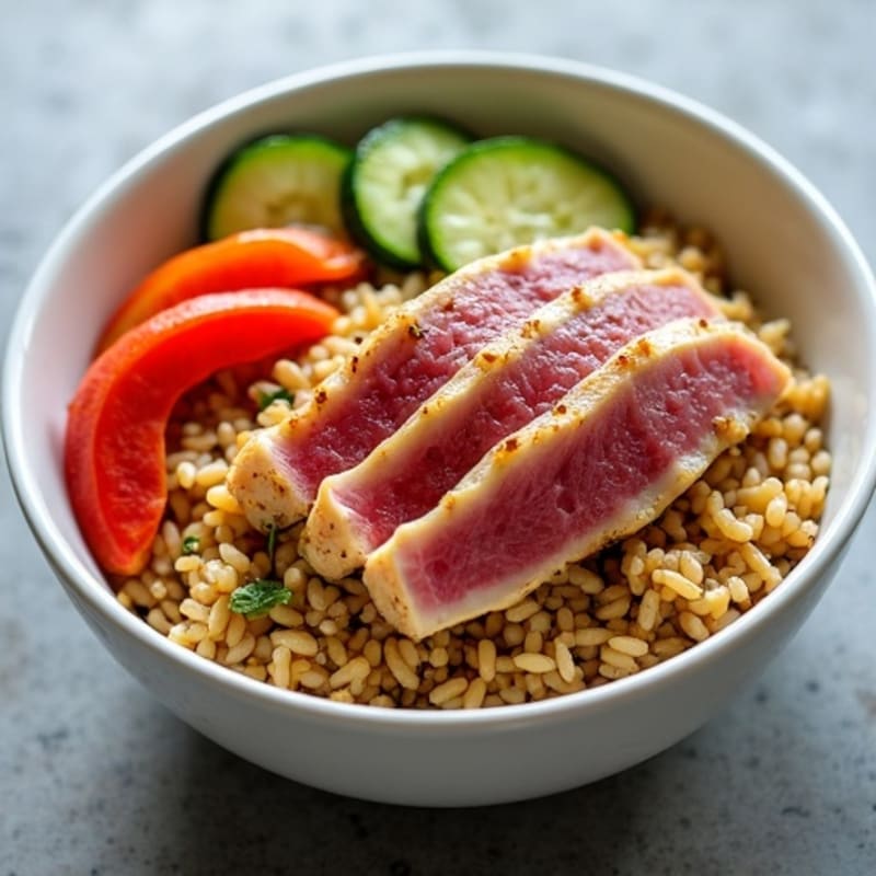 Fresh Ahi Tuna and Crispy Vegetable Rice Bowl