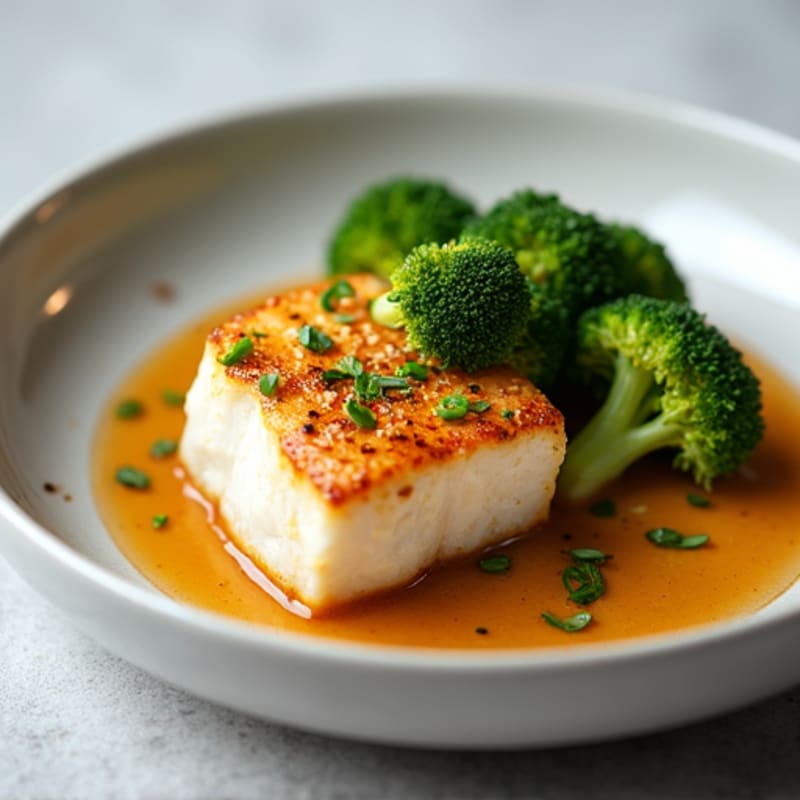 Seared Miso-Ginger Cod with Steamed Broccoli