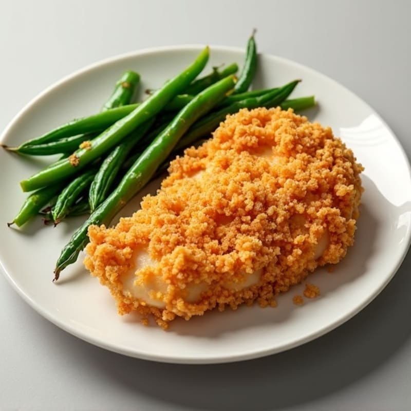 Crispy Buttermilk Air-Fried Chicken with Roasted Green Beans