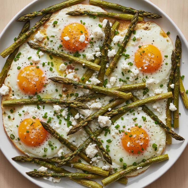 Sheet Pan Baked Eggs with Roasted Asparagus