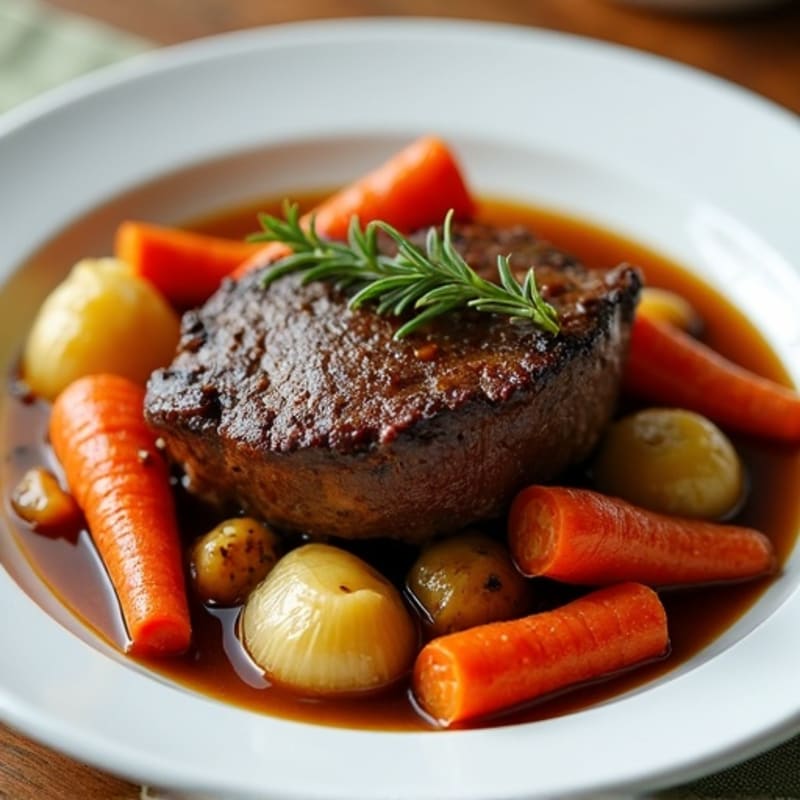 Garlic-Herb Braised Pot Roast with Root Vegetables
