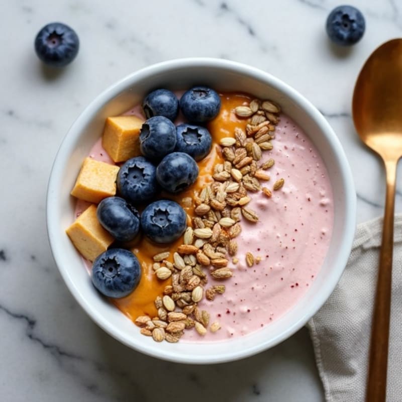 Silken Tofu Protein Smoothie Bowl with Almond Butter and Hemp Seeds