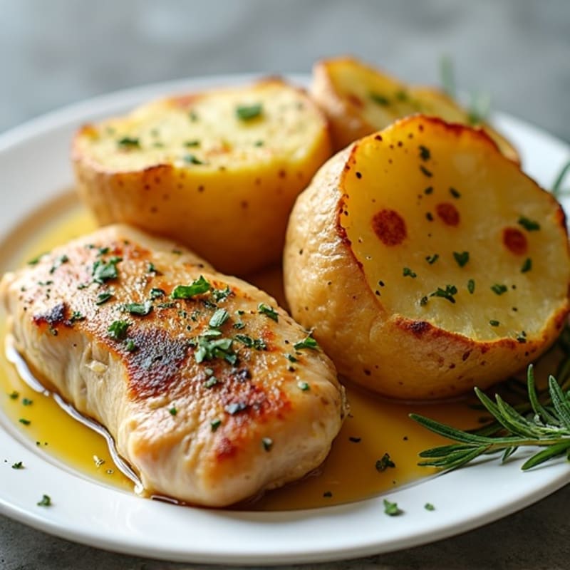 Herb-Roasted Chicken with Garlic Smashed Potatoes