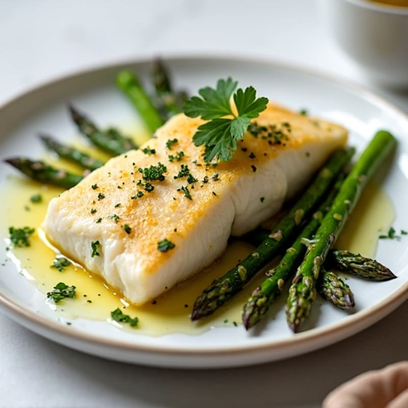 Flaky Lemon-Herb Baked Cod with Roasted Asparagus