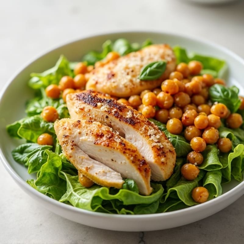 Roasted Chicken Caesar Salad with Crispy Chickpeas
