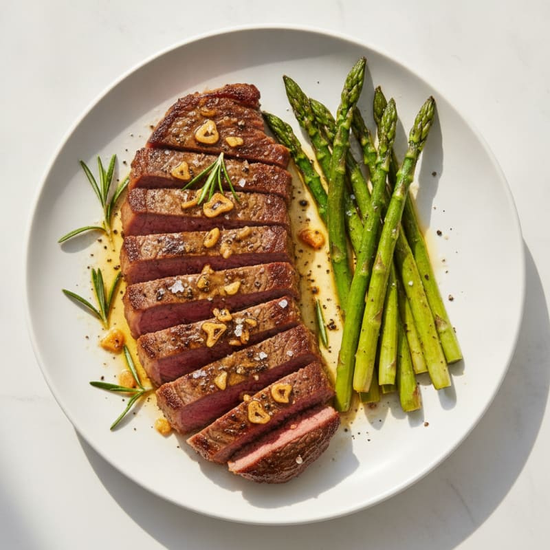 Pan-Seared Strip Steak with Garlic Butter