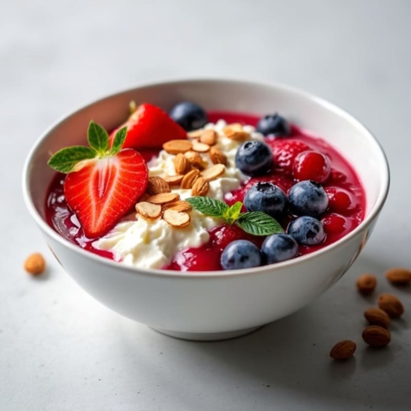 Cottage Cheese and Berry Protein Bowl with Almonds