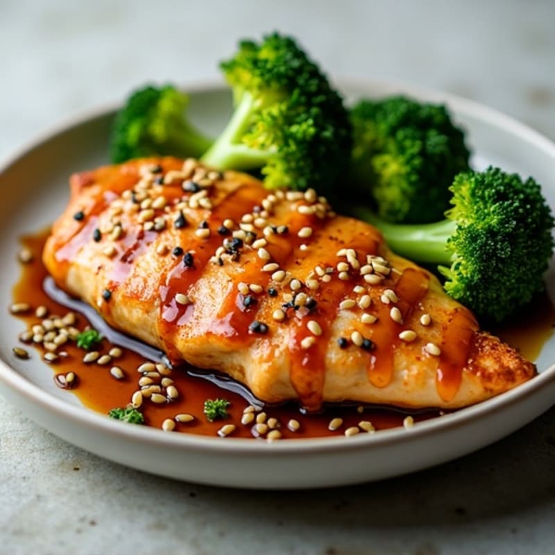 Sticky Ginger-Garlic Glazed Chicken with Sesame Broccoli