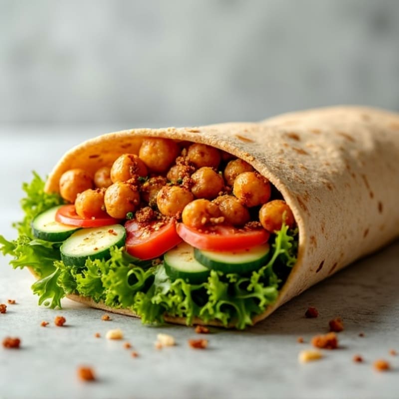 Crispy Roasted Chickpea and Fresh Veggie Hummus Wrap