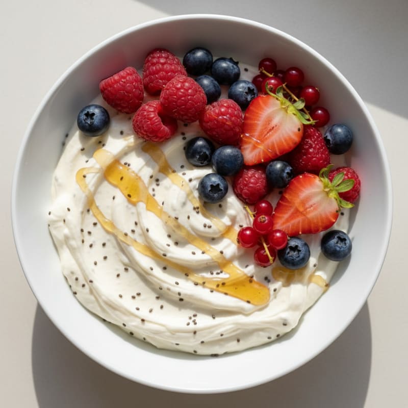 Silky Greek Yogurt Protein Mousse with Mixed Berries