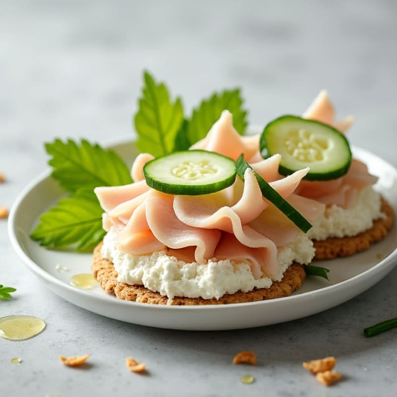 Cottage Cheese with Sliced Turkey and Cucumber