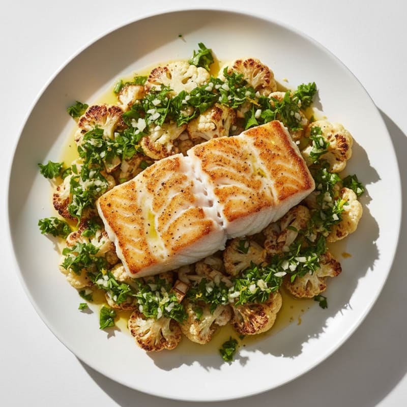 Seared Cod with Roasted Cauliflower and Herbs