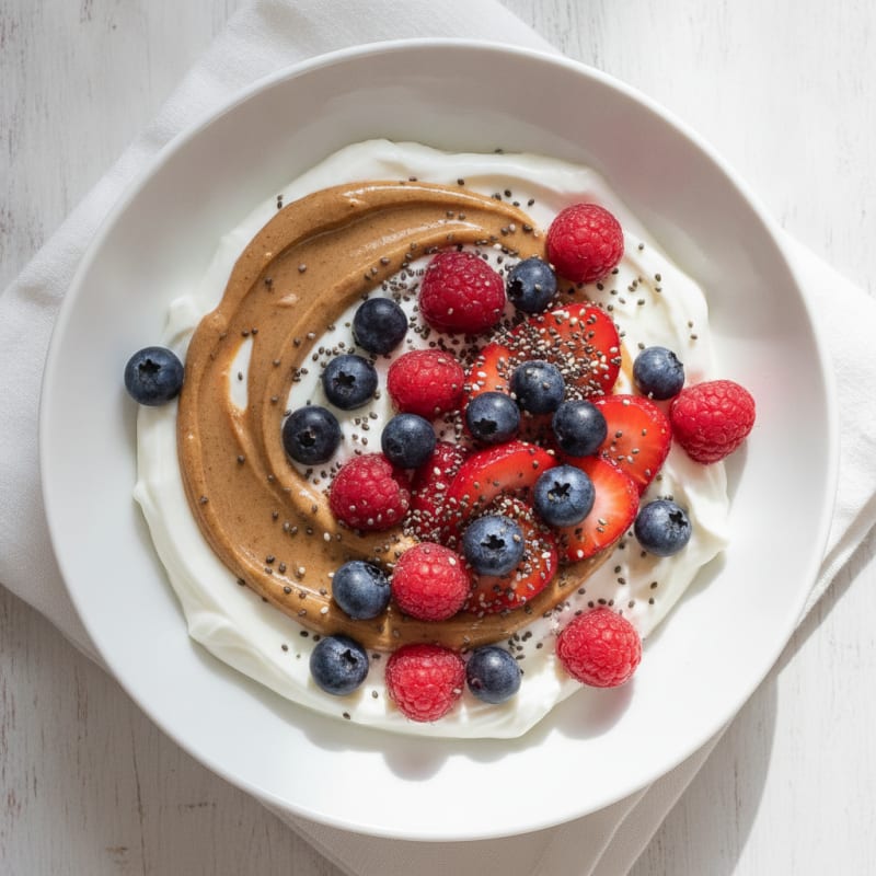 Creamy Greek Yogurt Bowl with Mixed Berries and Almond Butter