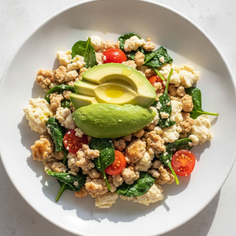 Egg White and Spinach Scramble with Lean Turkey