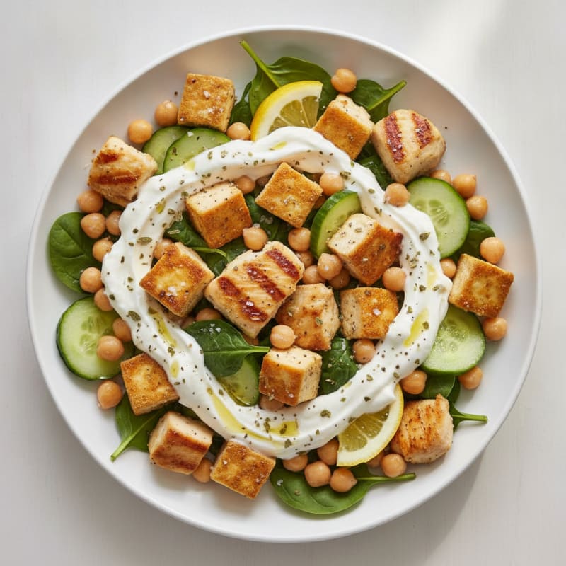 Greek Yogurt Tofu Chicken Pea Bowl