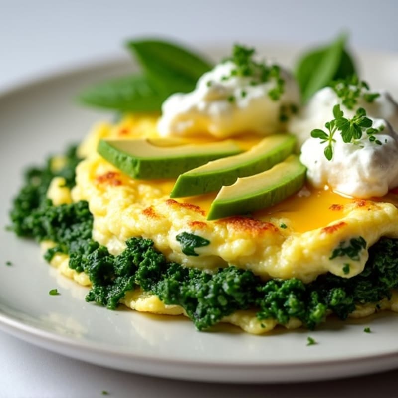 Egg White and Spinach Scramble with Cottage Cheese and Avocado