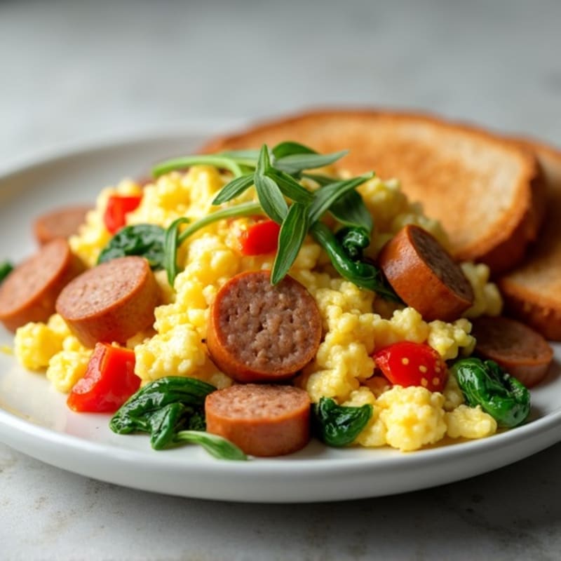 Egg White Vegetable Scramble with Turkey Sausage