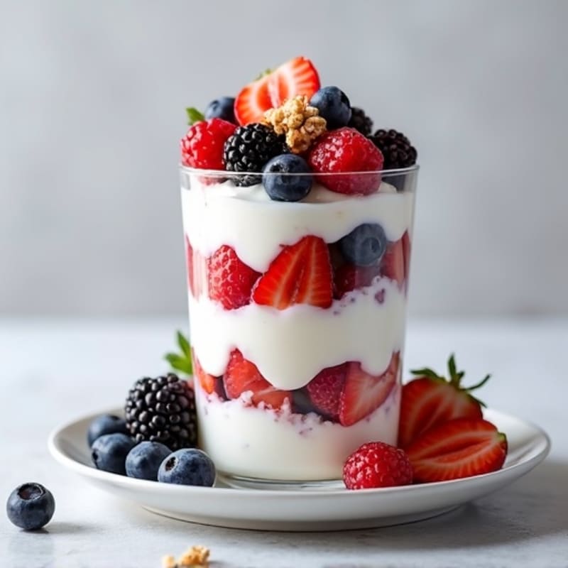Greek Yogurt Protein Parfait with Mixed Berries