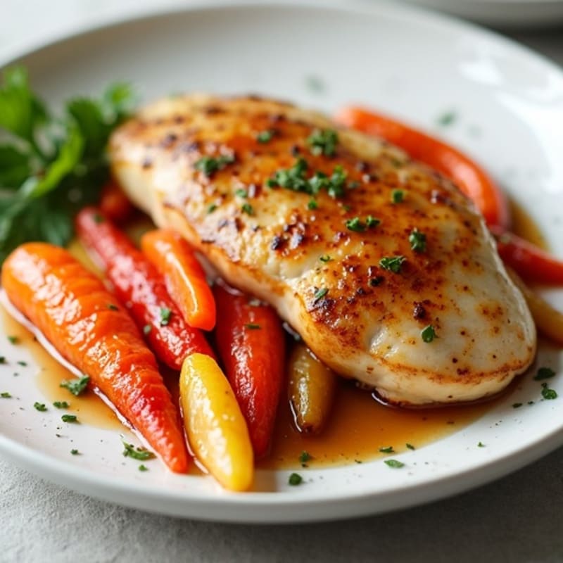 Honey-Maple Roasted Rainbow Carrots with Chicken