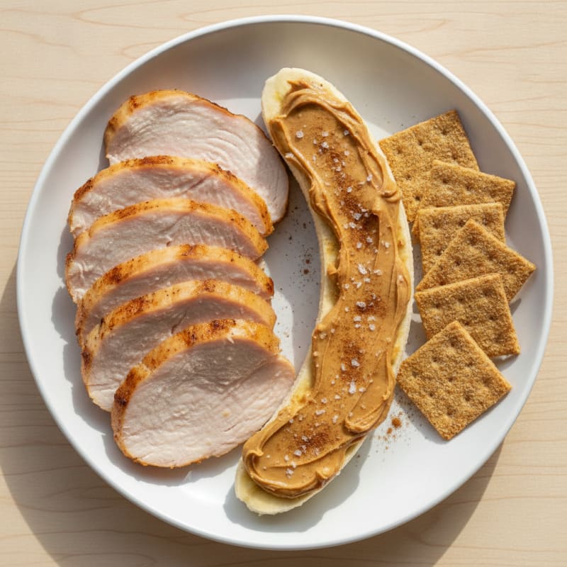 Turkey Breast and Banana Peanut Butter Plate