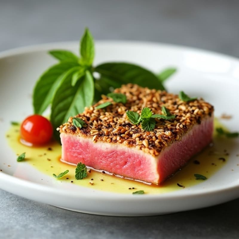 Sesame-Crusted Seared Tuna with Spicy Wasabi Sauce