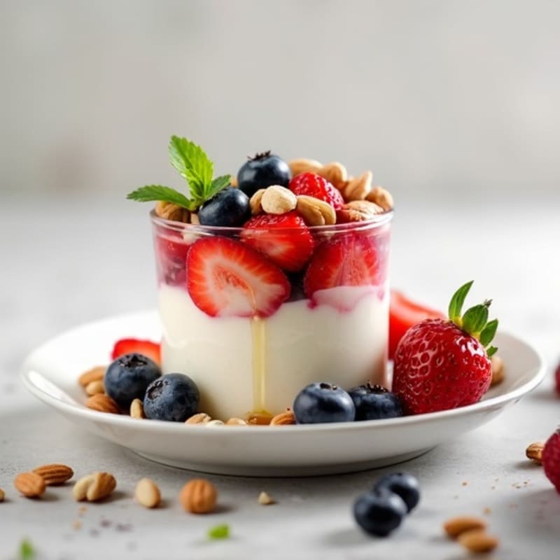Cottage Cheese and Berry Parfait with Almonds