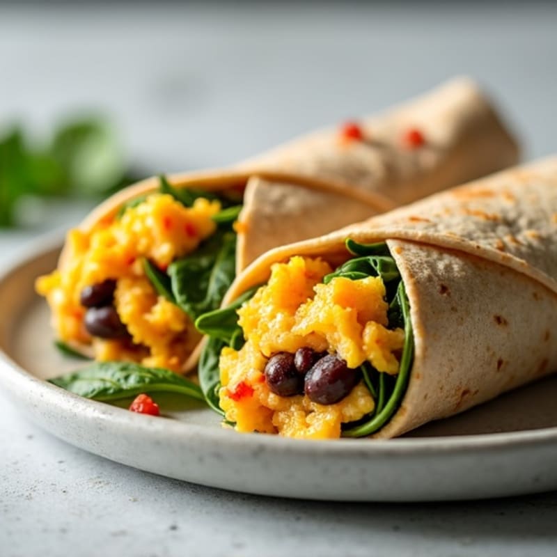 High-Protein Scrambled Egg and Black Bean Breakfast Burrito