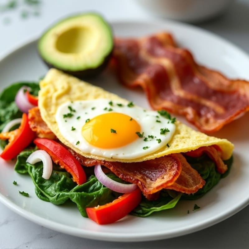 Egg White Veggie Omelet with Turkey Bacon