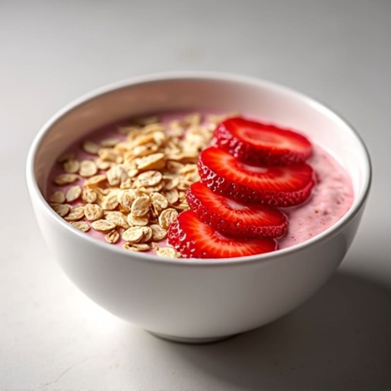 Strawberry Protein Yogurt Bowl with Crunchy Oat Topping
