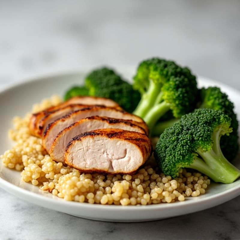 Grilled Turkey Breast with Roasted Broccoli and Quinoa