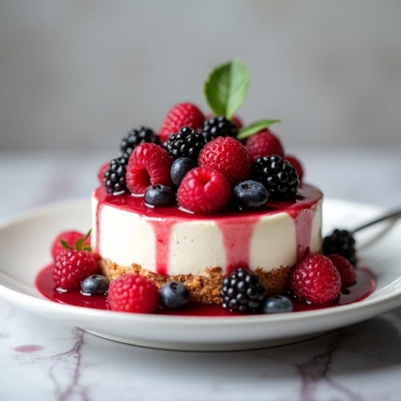 Greek Yogurt Protein Cheesecake with Berry Compote