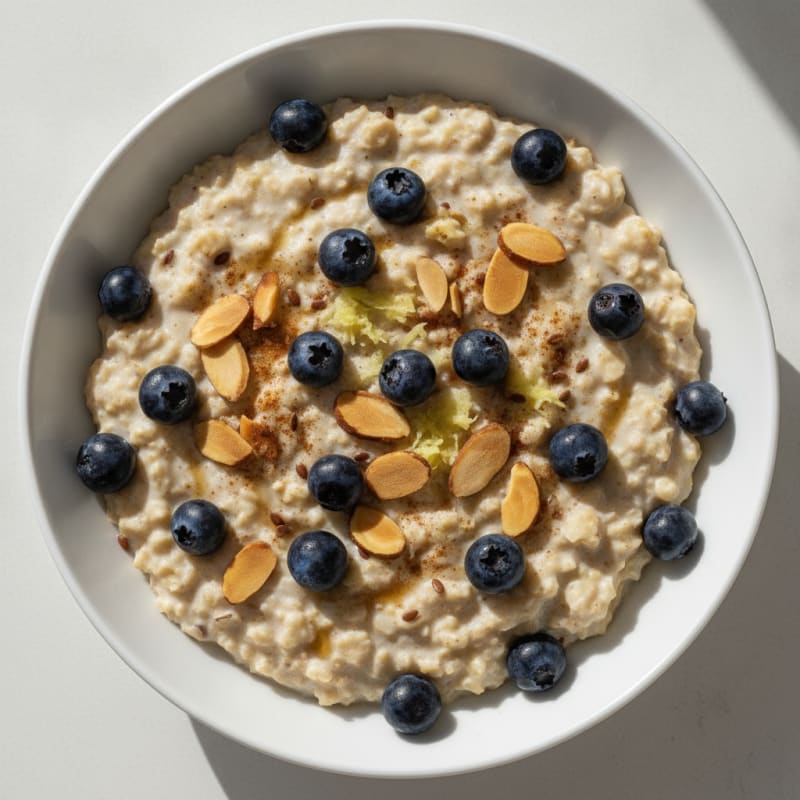 Blueberry-Ginger Oatmeal with Toasted Almonds