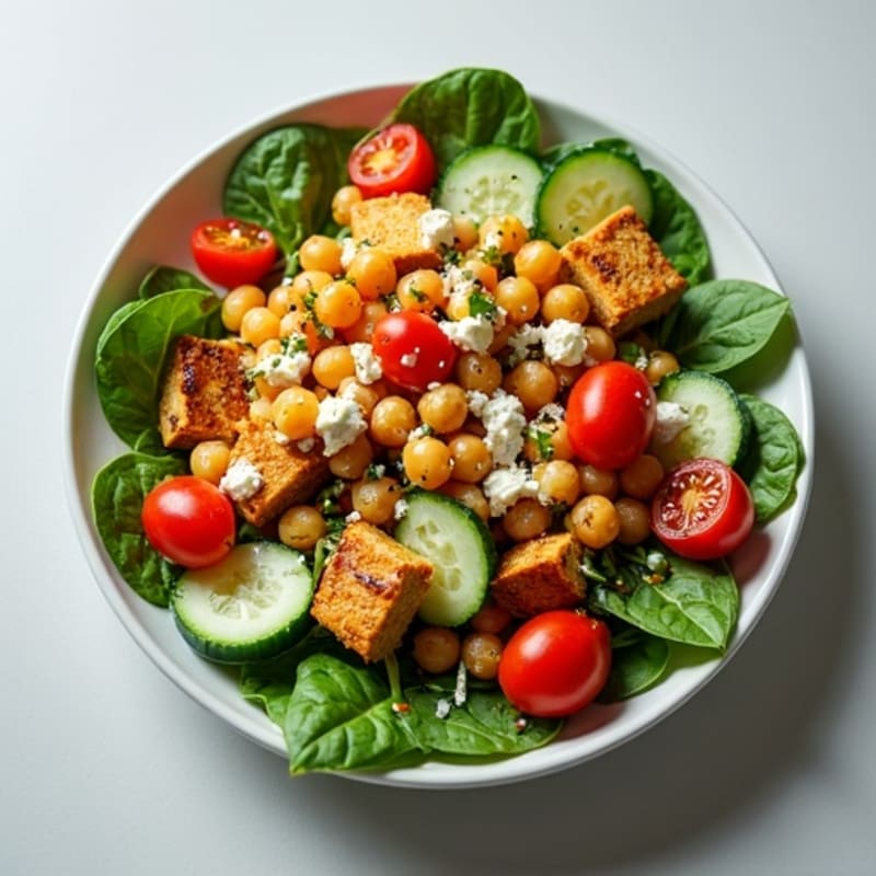 Crispy Chickpea and Fresh Vegetable Power Salad with Zesty Lemon Vinaigrette