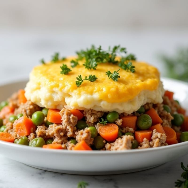 Lean Ground Turkey and Mixed Vegetable Shepherd's Pie with Creamy Cauliflower Mash