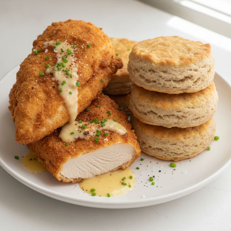 Buttermilk Fried Chicken with Fluffy Biscuits