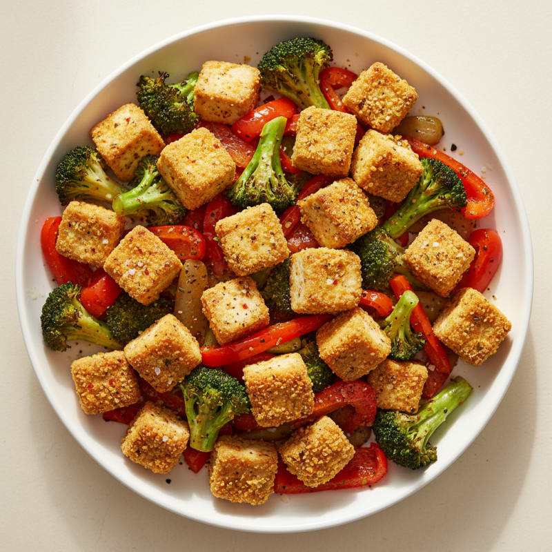 Crispy Baked Tofu with Roasted Vegetables