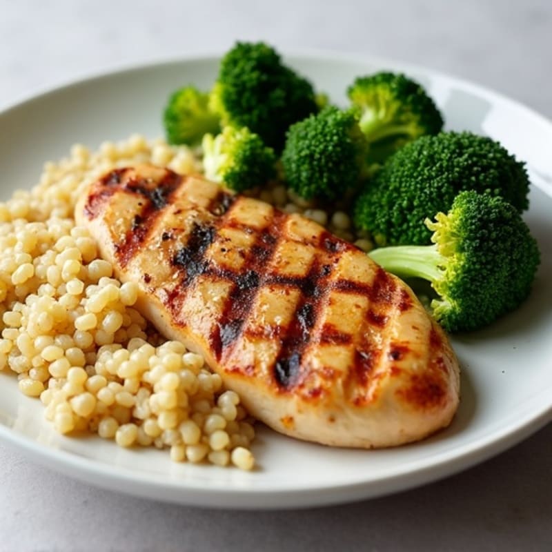 Grilled Chicken Breast with Roasted Broccoli and Quinoa