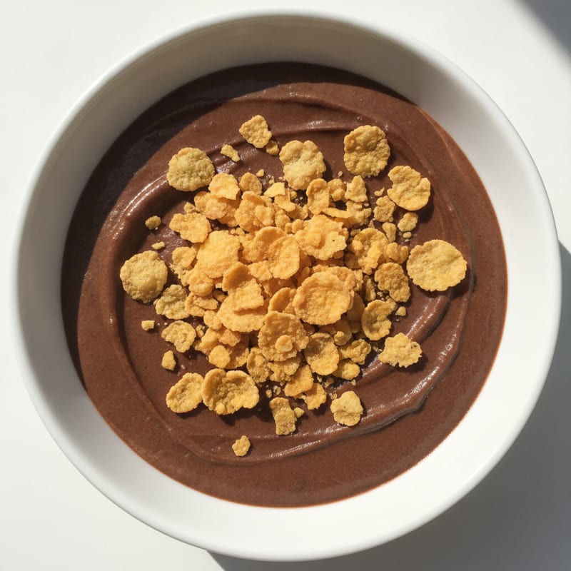 Chocolate Protein Pudding with Crushed Cornflakes