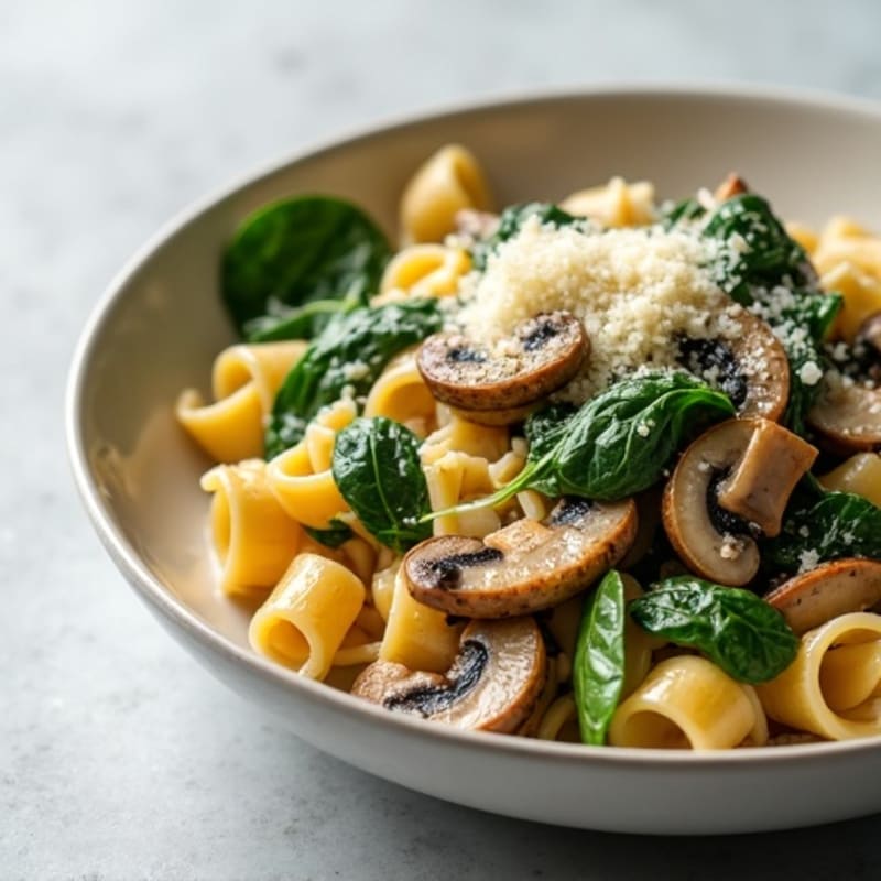 Creamy Truffle Mushroom Pasta with Fresh Spinach