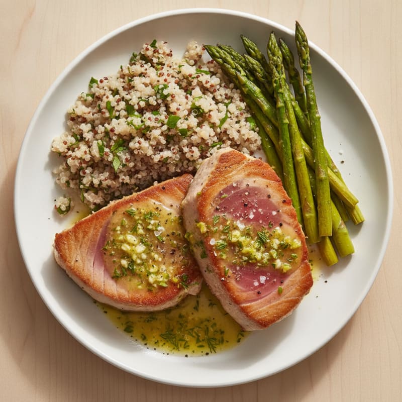 Seared Tuna with Lemon-Herb Sauce