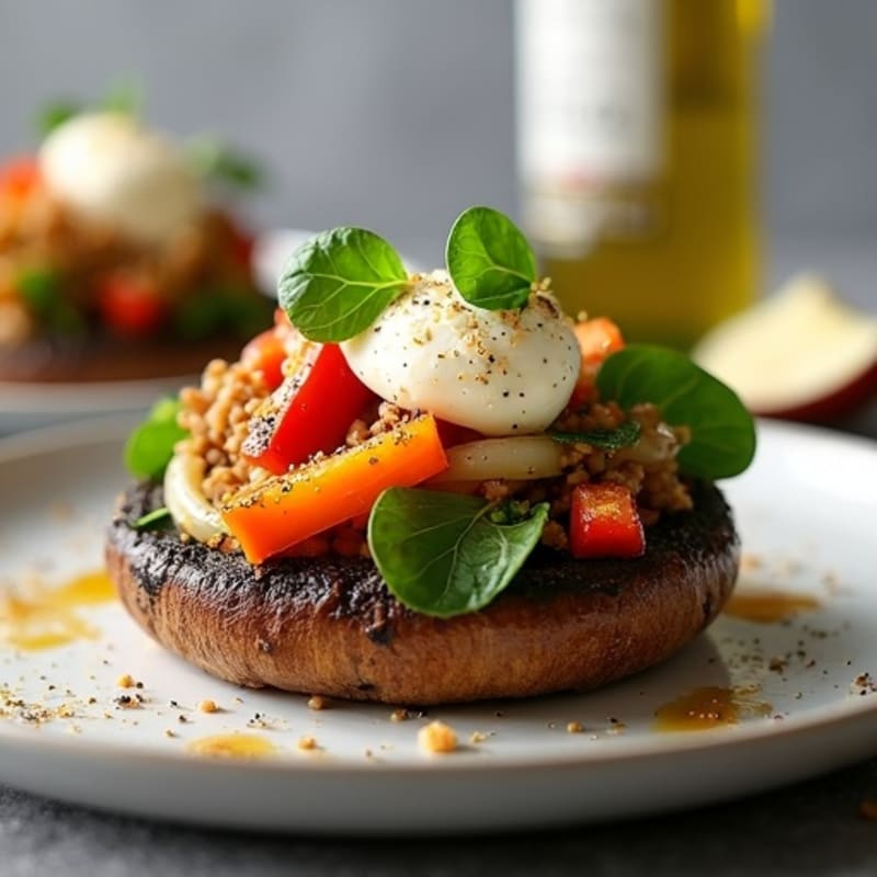 Portobello Mushrooms Stuffed with Lean Ground Turkey and Veggies