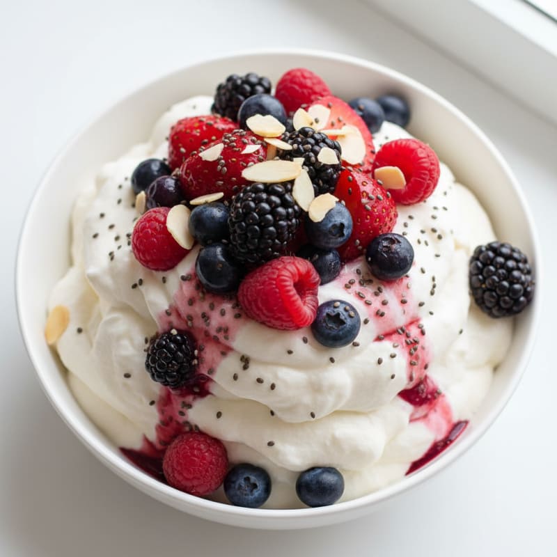 Greek Yogurt Protein Mousse with Mixed Berries
