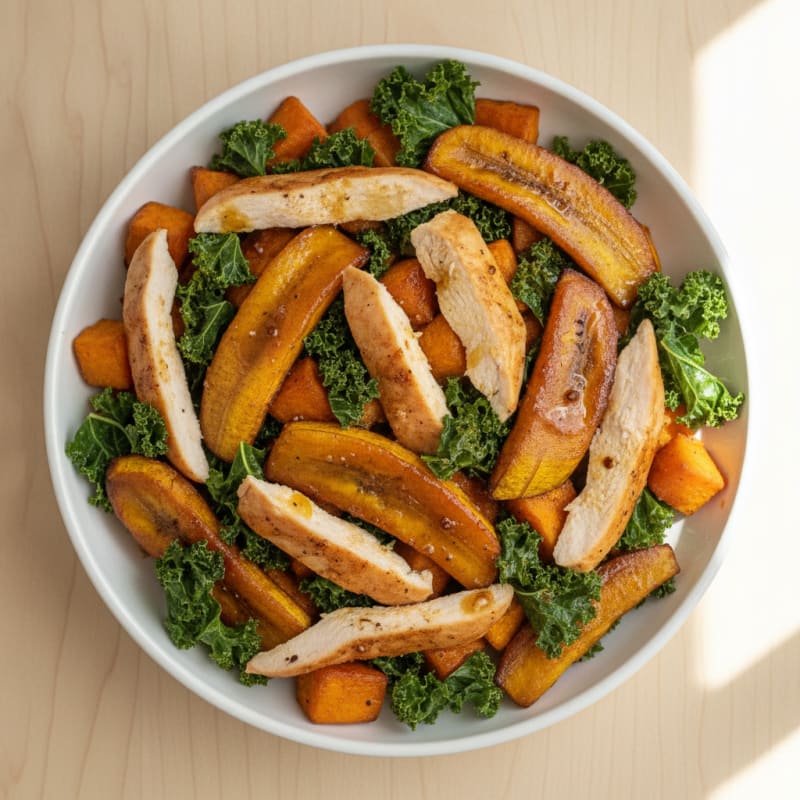 Roasted Sweet Potato and Plantain Bowl