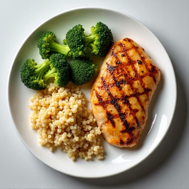 Grilled Chicken Breast with Roasted Broccoli and Quinoa