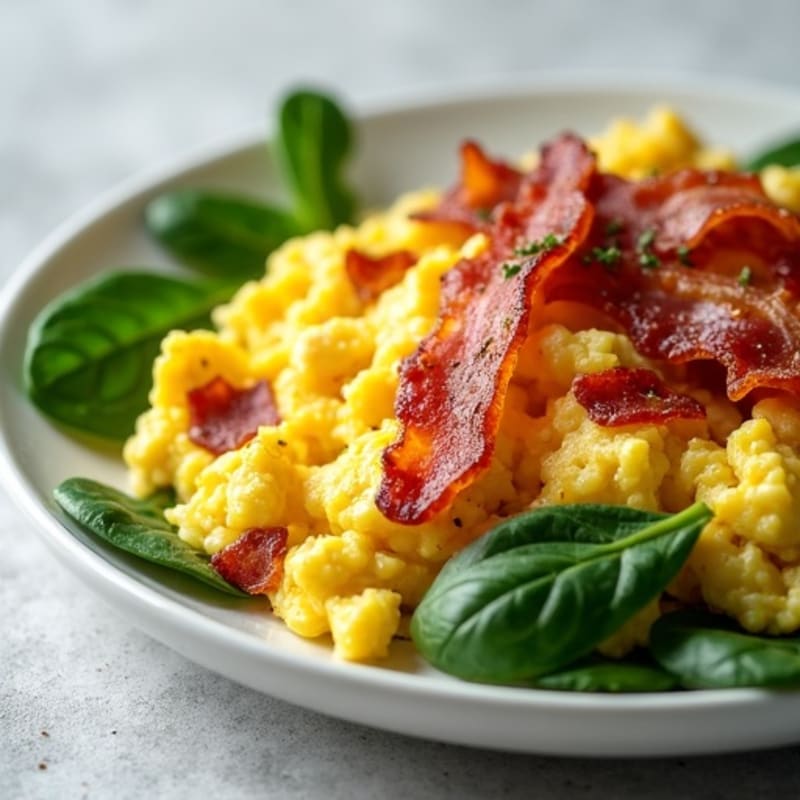 Egg White Scramble with Spinach and Turkey Bacon