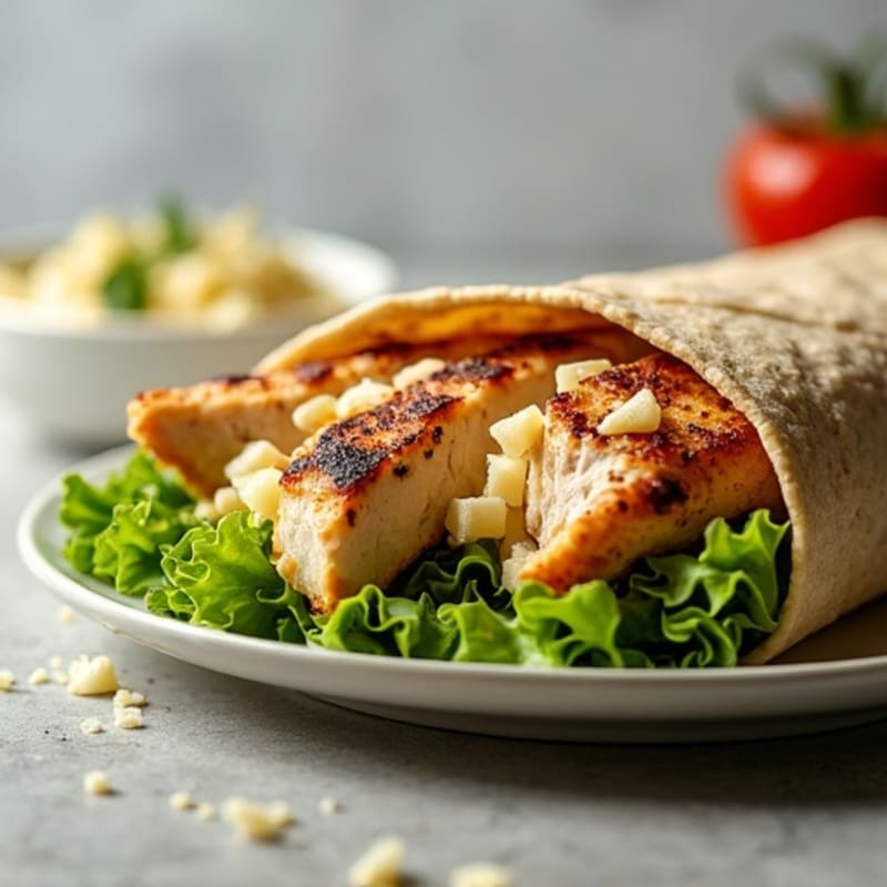 Grilled Chicken Caesar Wrap with Crispy Romaine