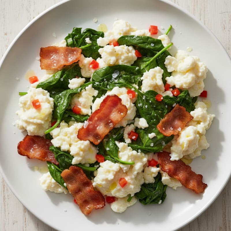 Egg White and Spinach Scramble with Turkey Bacon